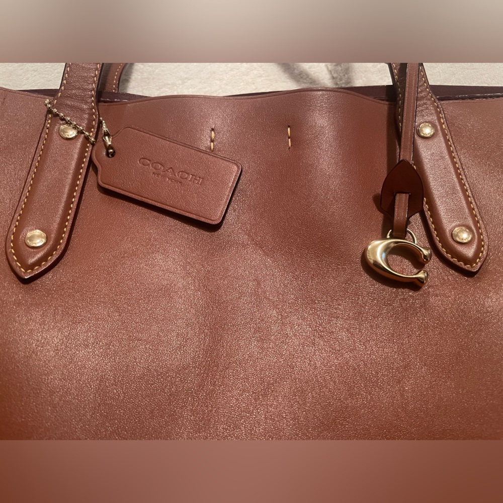Coach Refined Calf Leather Tote Brown Laptop Bag - Picture 10 of 16